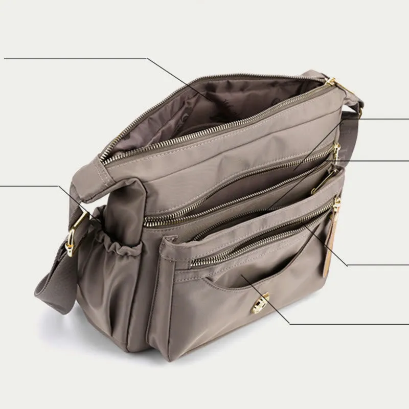 Women Minimalist Nylon Bag Solid Color Water Resistant Crossbody Daypack