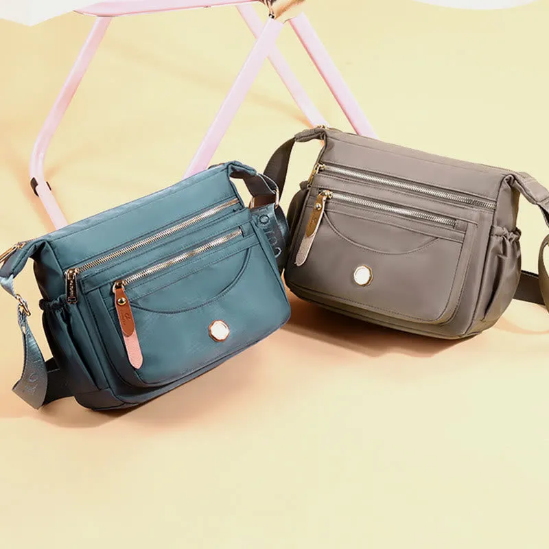 Women Minimalist Nylon Bag Solid Color Water Resistant Crossbody Daypack