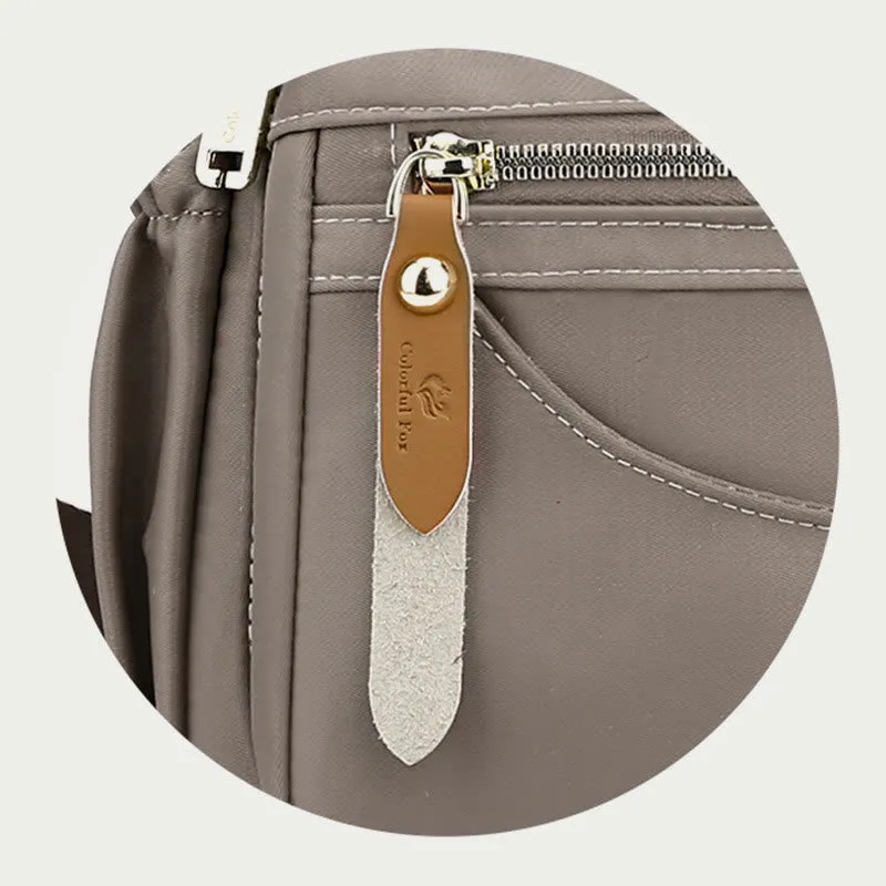 Women Minimalist Nylon Bag Solid Color Water Resistant Crossbody Daypack