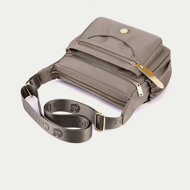 Women Minimalist Nylon Bag Solid Color Water Resistant Crossbody Daypack