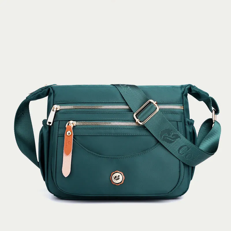 Women Minimalist Nylon Bag Solid Color Water Resistant Crossbody Daypack