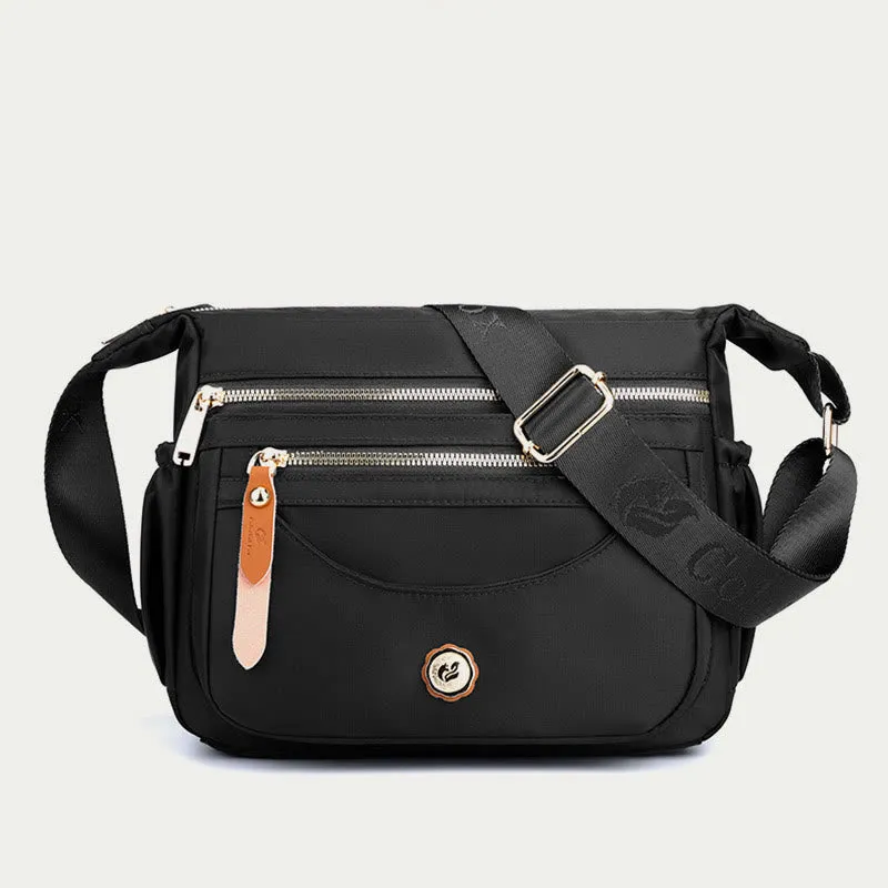 Women Minimalist Nylon Bag Solid Color Water Resistant Crossbody Daypack