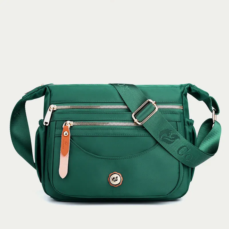 Women Minimalist Nylon Bag Solid Color Water Resistant Crossbody Daypack