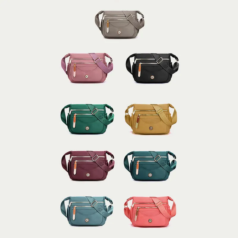 Women Minimalist Nylon Bag Solid Color Water Resistant Crossbody Daypack