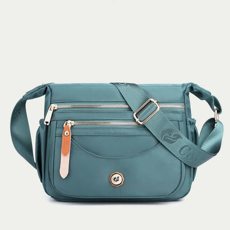 Women Minimalist Nylon Bag Solid Color Water Resistant Crossbody Daypack