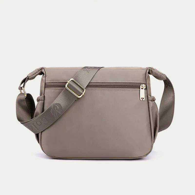 Women Minimalist Nylon Bag Solid Color Water Resistant Crossbody Daypack