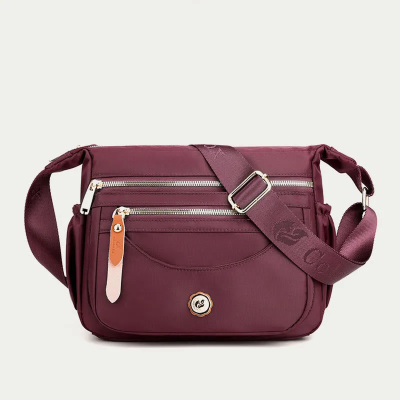 Women Minimalist Nylon Bag Solid Color Water Resistant Crossbody Daypack