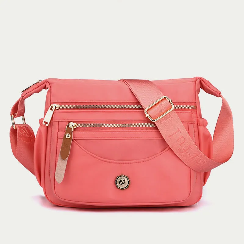 Women Minimalist Nylon Bag Solid Color Water Resistant Crossbody Daypack